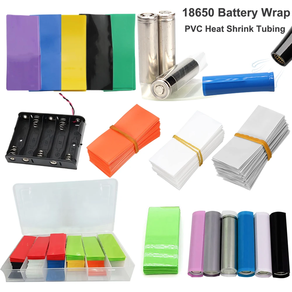 

18650 Insulated Battery Film PVC Heat Shrink Tube Film Precut Shrinkable Sleeve Tubing Protect Pipe Cover Batteries Wrap Case