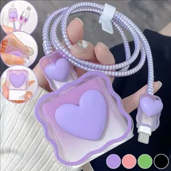 Cute Heart Shaped Charger Protector Cover for Apple 18W 20W Silicone Anti Break Scratch Proof Charger Cover Sleeve for iPhone 16