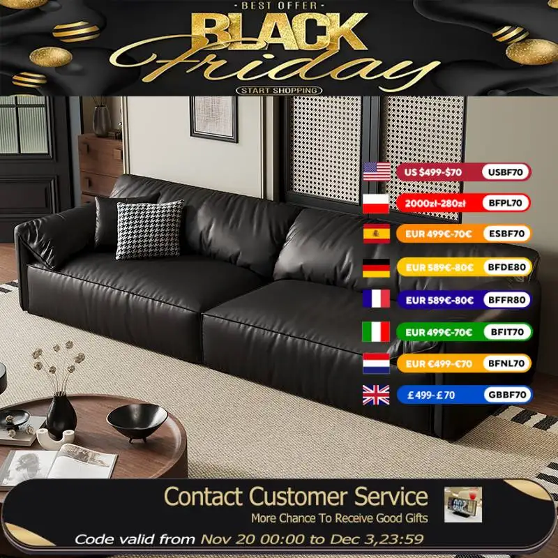 

Wood Black European Sofas Filler Waterproof Design Floor Recliner Puffs Couch Salon Luxury Modern Divano 2 Posti Home Furniture