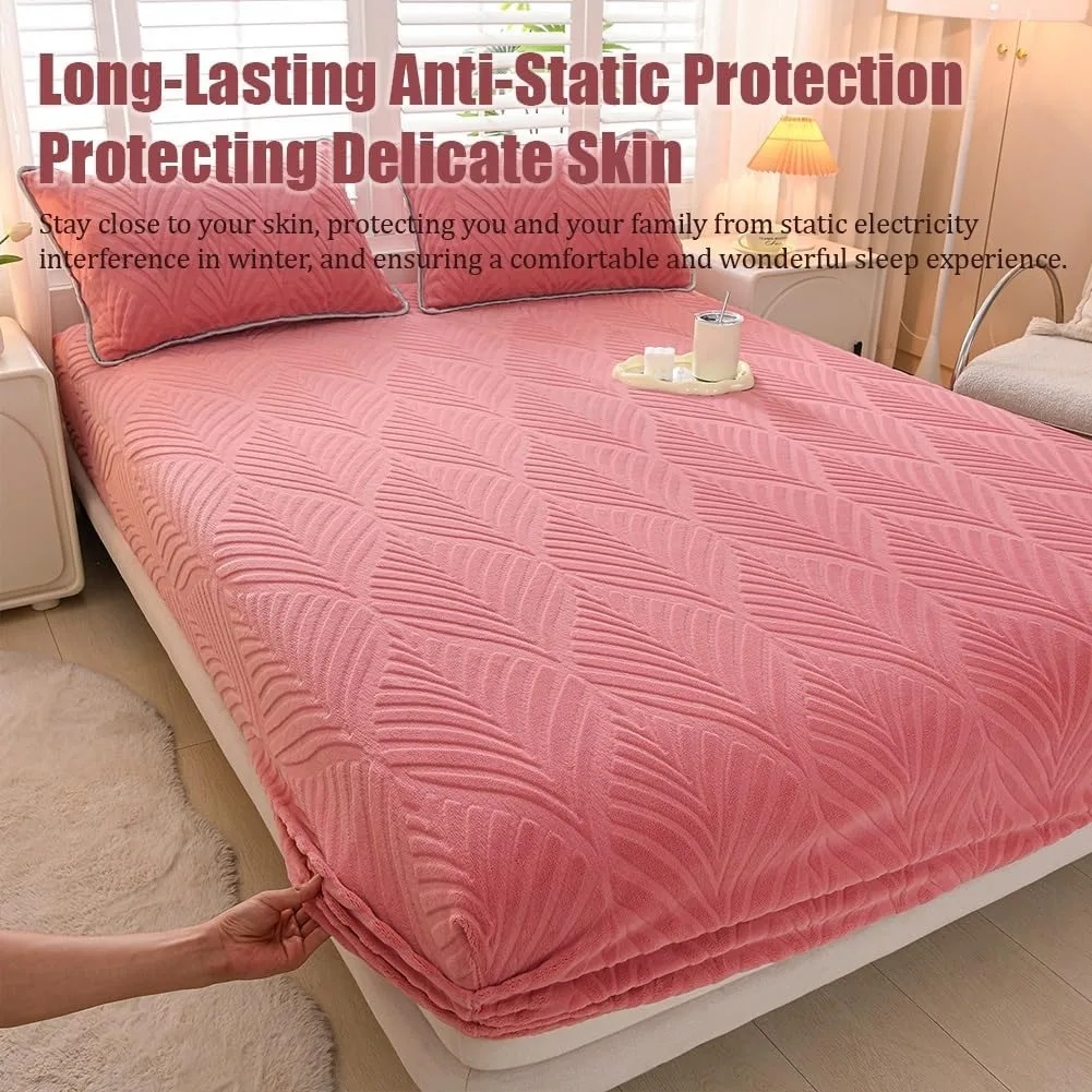 Thickened  Winter Milk Fleece Fitted Sheet Elastic Mattress Cover Warm Couple Bed Linen Thermal Sheet for Home Hotel Couvre Lit