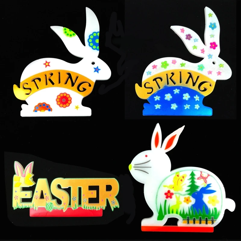 Easter Rabbit Bunny Desktop Decoration Epoxy Resin Mold Table Sign Plaque Figurines Ornament Silicone Mould DIY Drop Shipping