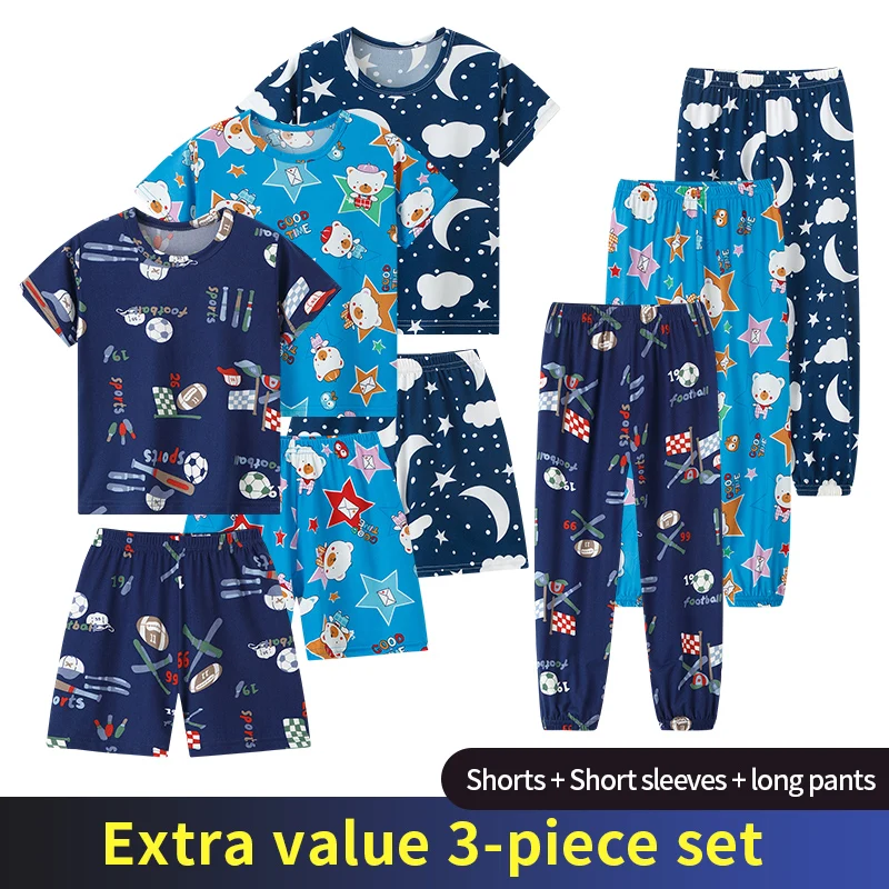 3-Pcs Children's Fashion Print Multi-style Trousers Suit Boy Casual Shirt Girl Sweet And Lovely Love Pattern Comfortable Shorts