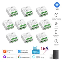 Wifi Tuya Energy Monitor Switch 16A controllo a 2 vie Mini interruttore modulo Timer fai da te tramite Alexa Alice Google Home Smart Life