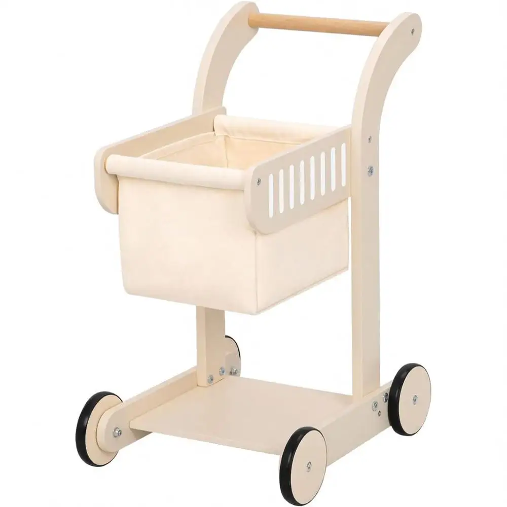 

Wooden Baby Walker, Toddler Learning Walker, 4 Wheels, Kids Shopping Cart