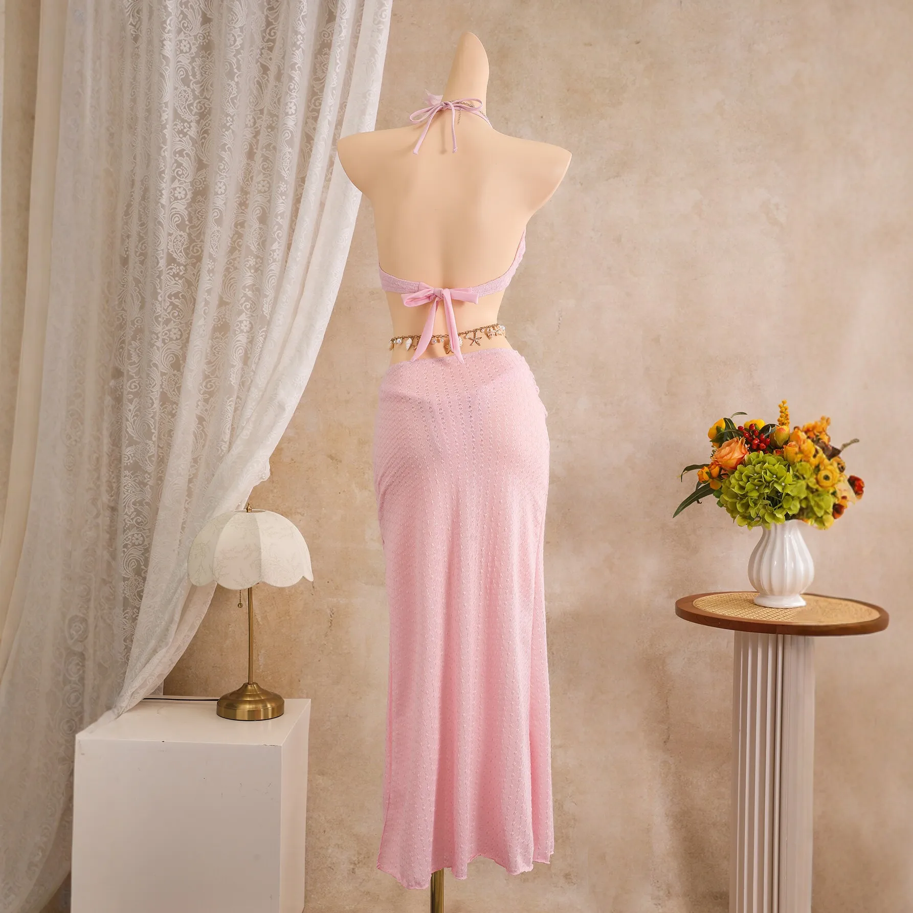 3 Pcs Starfish Decor Bikini Sw - Printed Wrap Skirt ulasan dan harga
