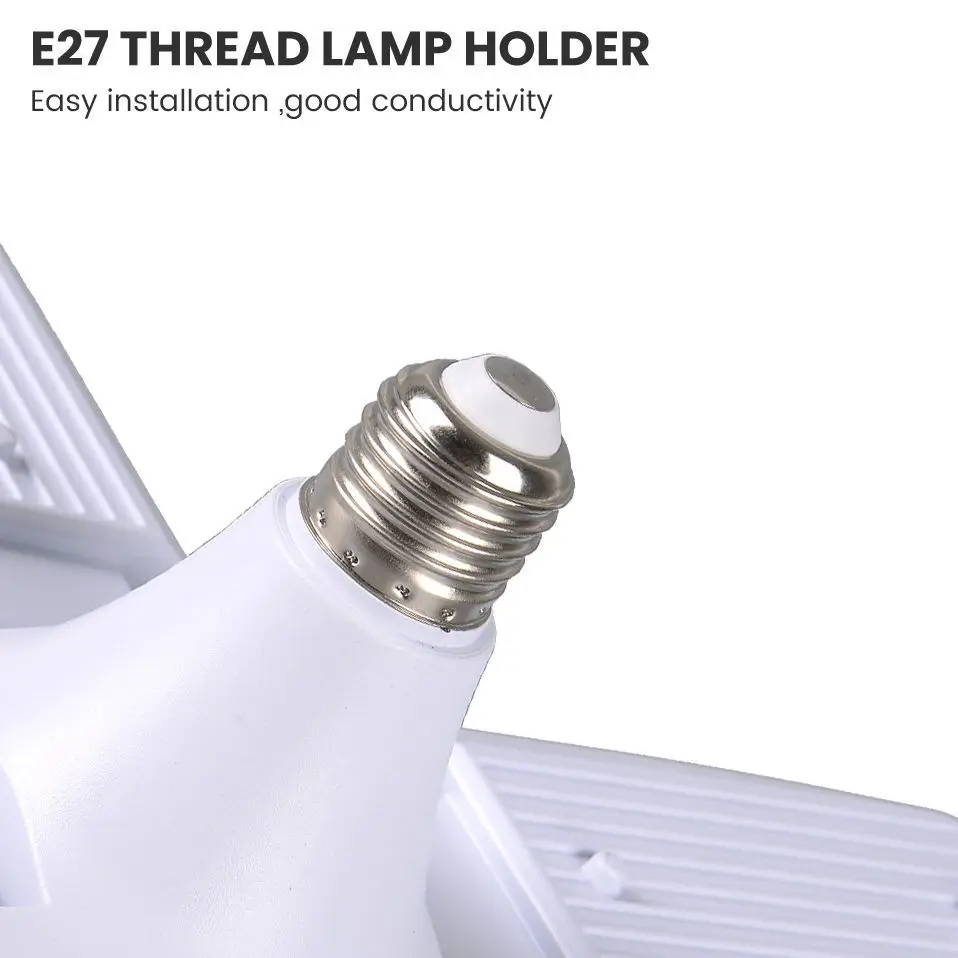 E27 60W pieghevole ventola a lama LED lampade a sospensione senza sfarfallio lampadina a LED 220V 360 gradi lampada da soffitto regolabile ad angolo