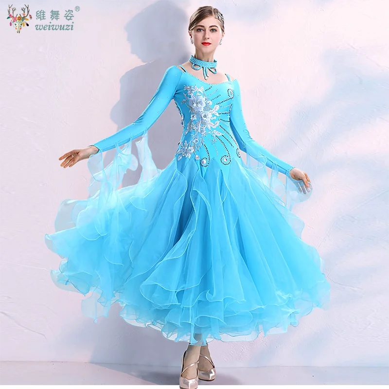 Ballroom Dancing High End AB Stones Competition Clothing Big Swing Dress Rumba Waltz Tango Modern Dance Performance Costume