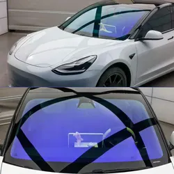 1Mx3M VLT84% Light Blue Chameleon Windshield Foil, Transparent Color Changing, Car Front Window Tint Solar Protection Film