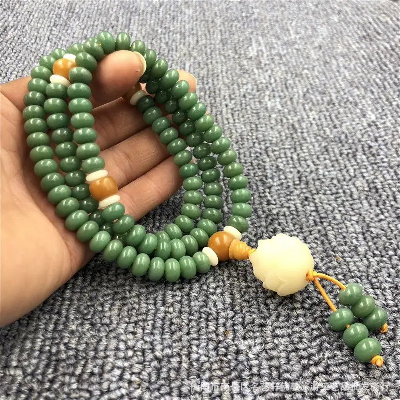 Design108Green Bodhi Root Apple Orchard Bracelet Yin Skin Green Bodhi Root Lotus Pendant