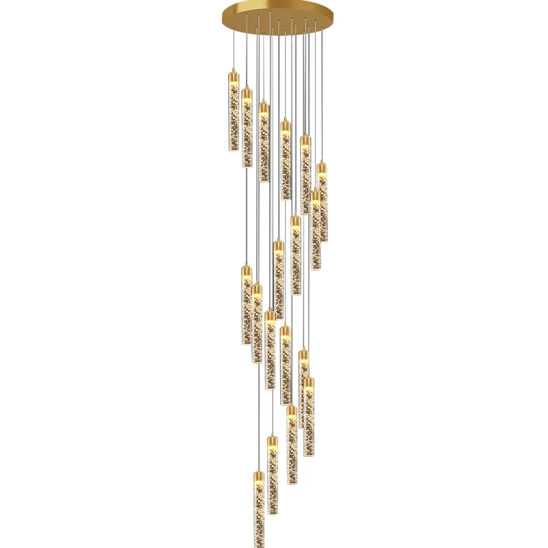 

Post-modern High-ceiling Room Decoration 2025 Pendant Lights For Stairwell Living Room Height Adjustable Light Fixture Luxury