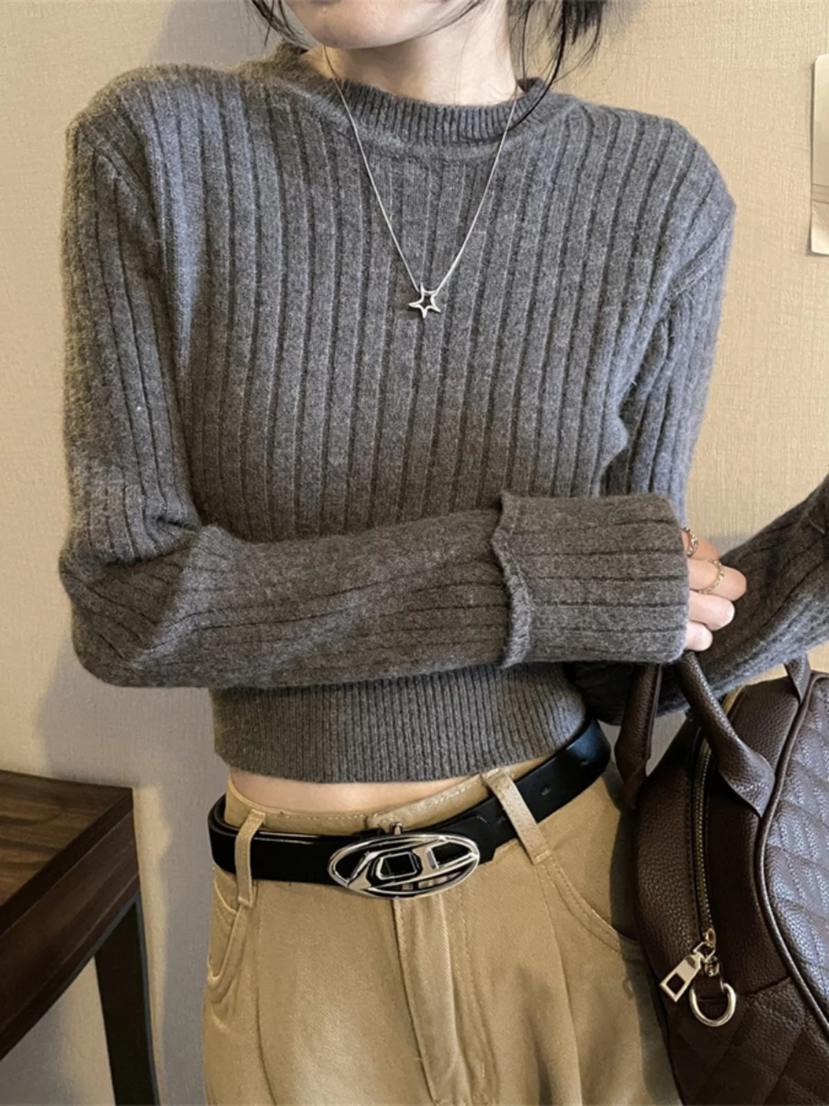 Suéter de malha spicy ort feminino apertado longo sve outono inverno faion casual sle calor emitindo f gola alta top