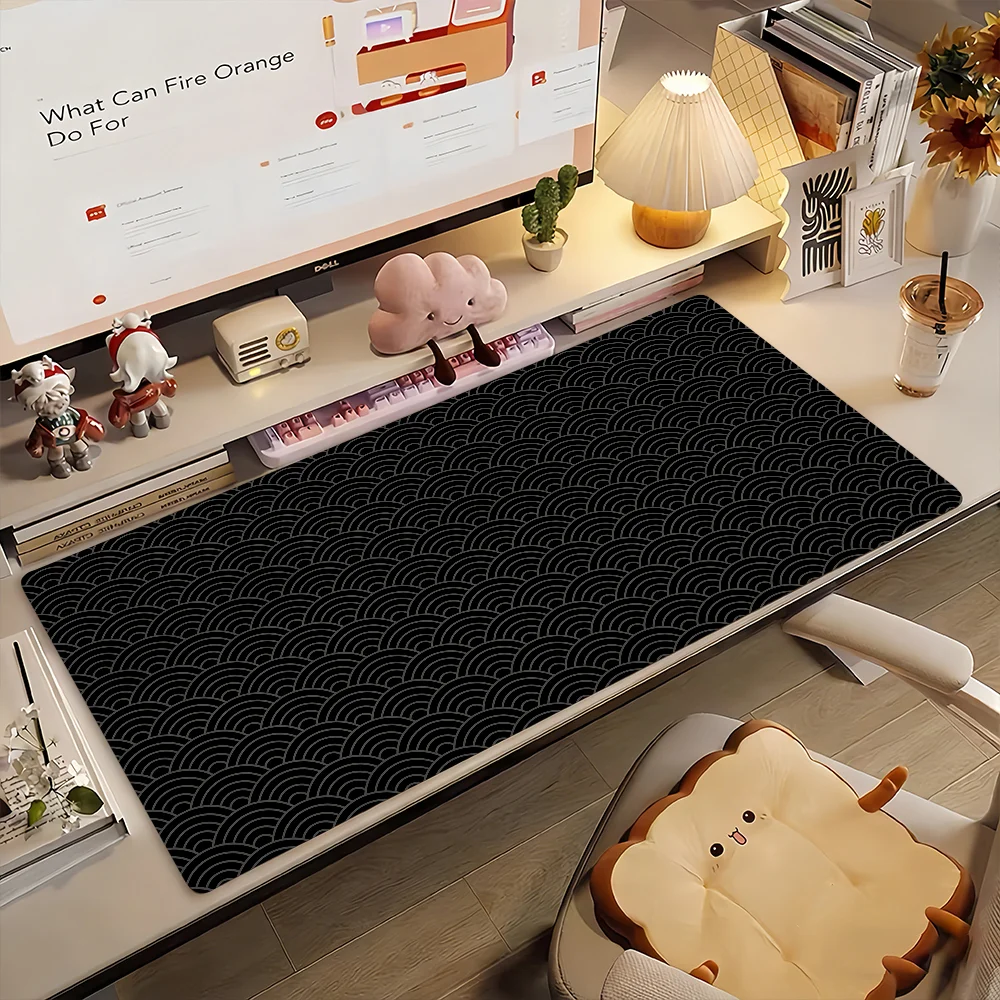 

Коврик для мыши в японском стиле Seigaha, нескользящий, резиновый, для геймеров, балансирующий, для компьютера, декоративный, для стола, для ноутбука, офисный, большой