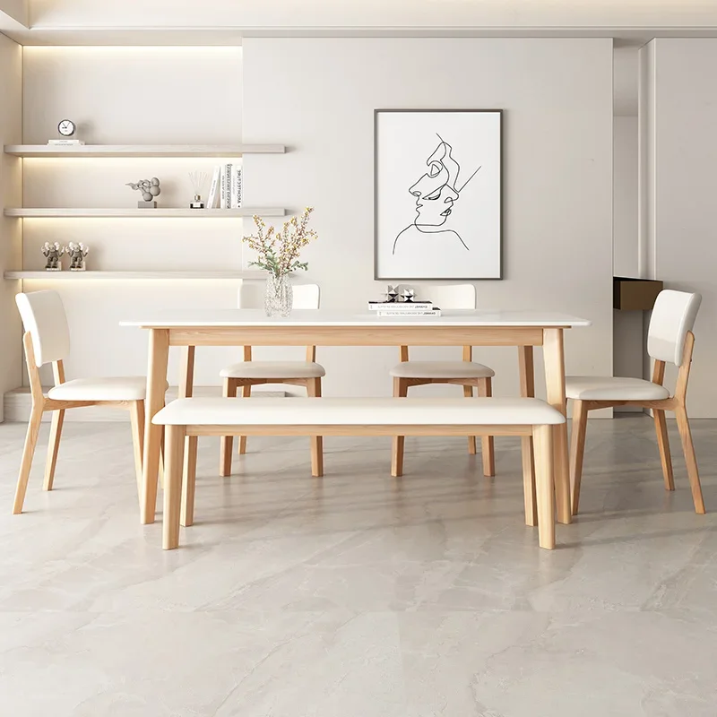 Dining chair household living room bench, log wind double soft bag dining stool