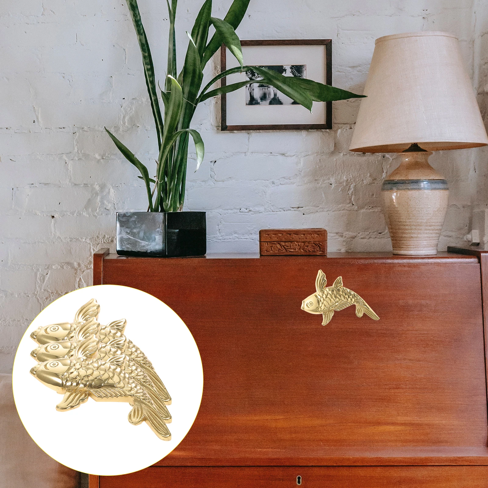 3pcs Brass Ornament Home Decor Desktop Adornment Office Ornament Decoration Fish Simulation Animal Fish Adornment Home