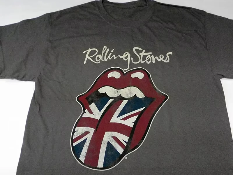 Camiseta con estampado gráfico para hombre, Camiseta informal de moda de alta calidad, algodón transpirable, UNION JACK, novedad de verano 2025, Rolling Stones