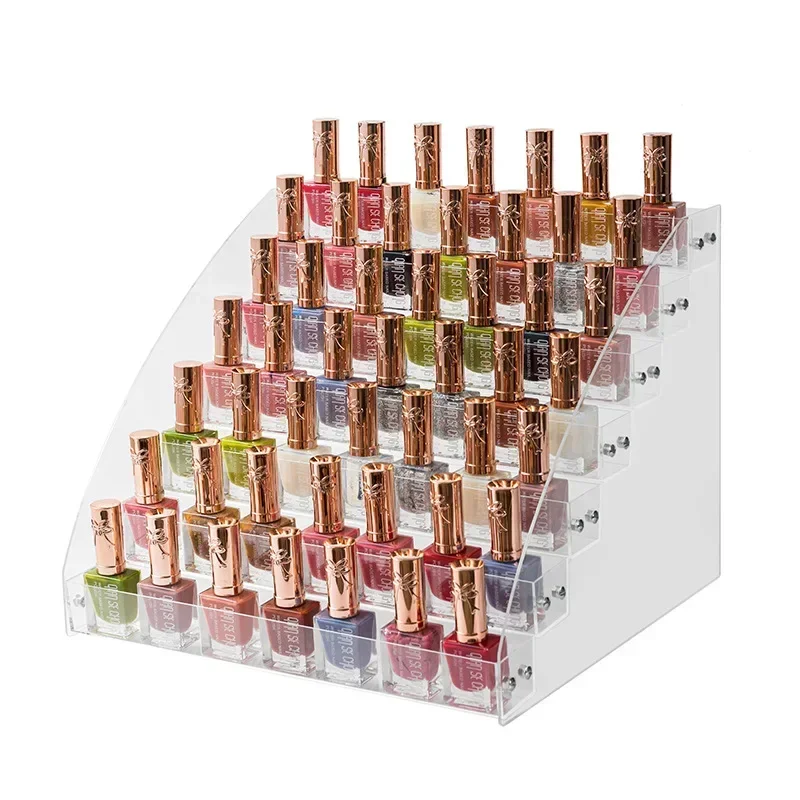 Clear Acrylic Nail Polish Gel Display Stand, Multi-layer Plastic Storage Rack with Drawer, Ideal for Nail Salon and Home Use