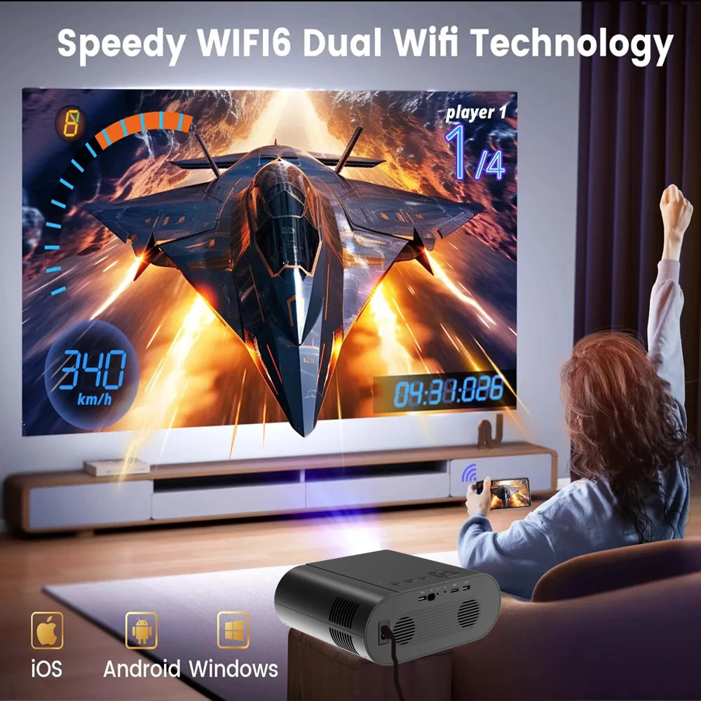 DITONG Full HD 1080P Projector 2k 4K Video 5G wifi Android Auto Focus LED 3D Portable Proyector Movie Home Theater Cinema Beam