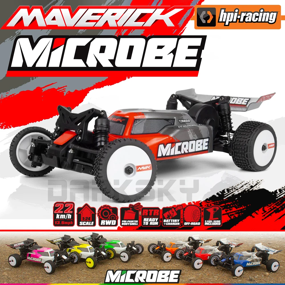 

HPI 1/24 RTR Maverick Microbe 2WD Brushed RC Electric Remote Control Model Car Off-road Buggy RTR Adults Children Toys