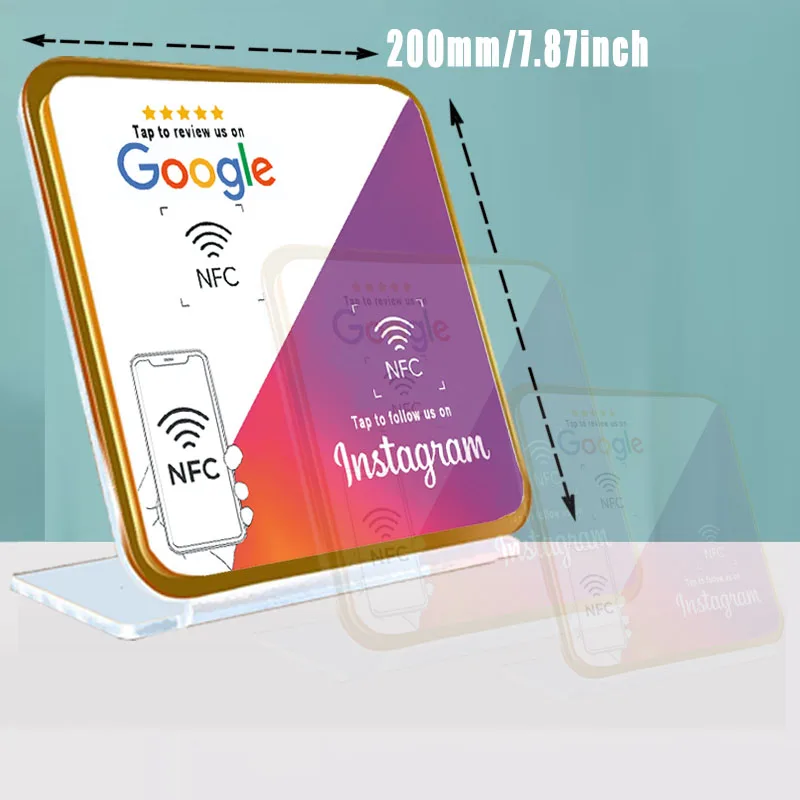 NFC Dual Chips Schnitts telle Acryl Stand Display für Google Instrument Facebook