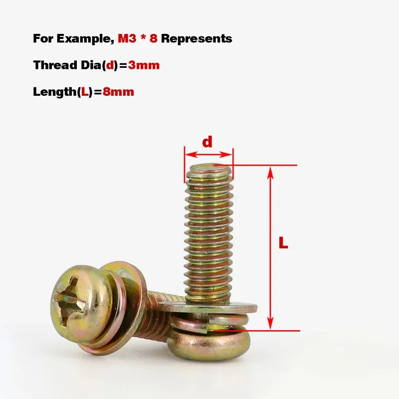 Color Galvanized Round Phillips Screw And Washer Combo For Anti Loosening And Easy Installation In Repairs