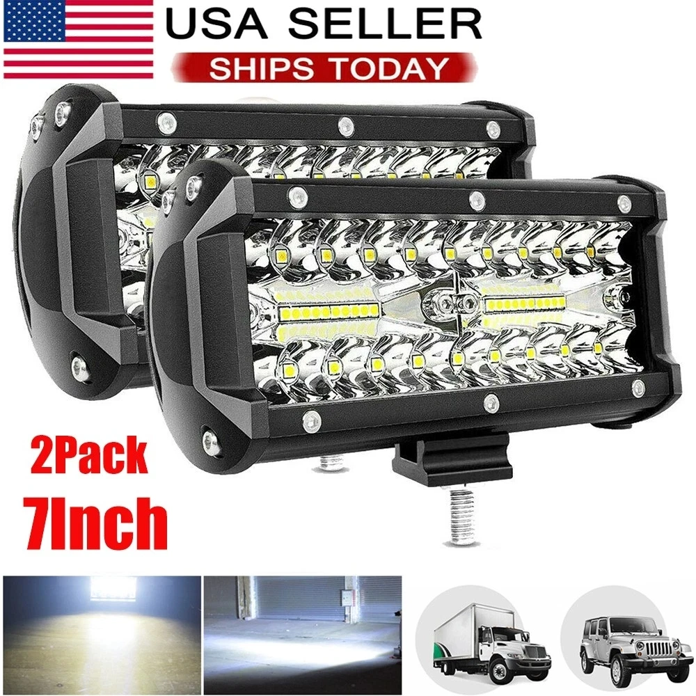 BraveWAY 7inch 20000LM LED Work Light Bar 6000K White Flood Spot 3 Rows Fog Driving ATV Truck 12V 24V IP68 for off-road use