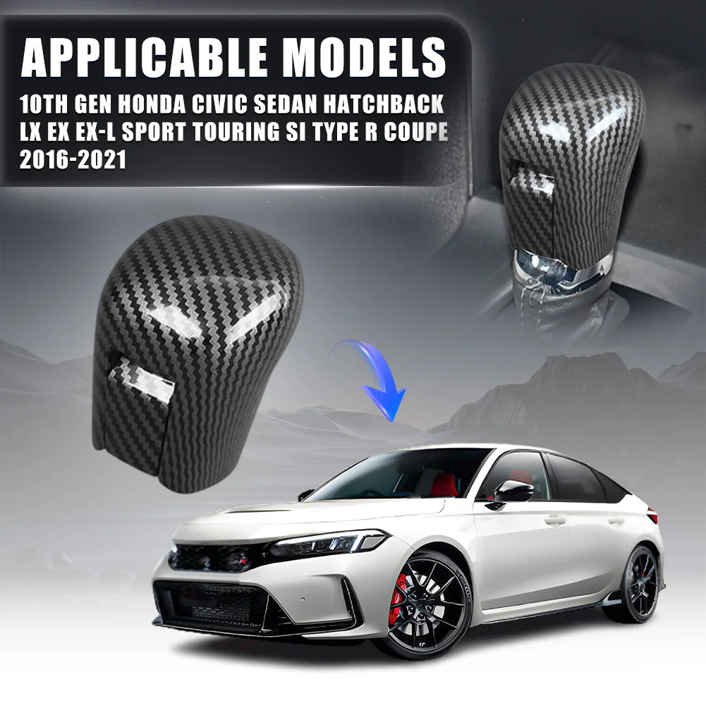 Carbon Fiber Auto Schalthebel Hebel Schutz ABS Knopf Kopf Abdeckung Trim Innen Zubehör Für 10th Gen Honda Civic 2016-2021 – Detail 10