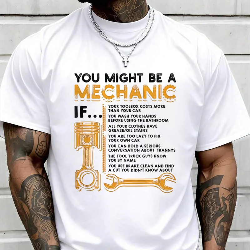 Wrench Graphic - Mechanic Gift For Auto Repair Men's Fashion T-shirt Casual Trendy Tshirts For Summer Short Sleeve Tops