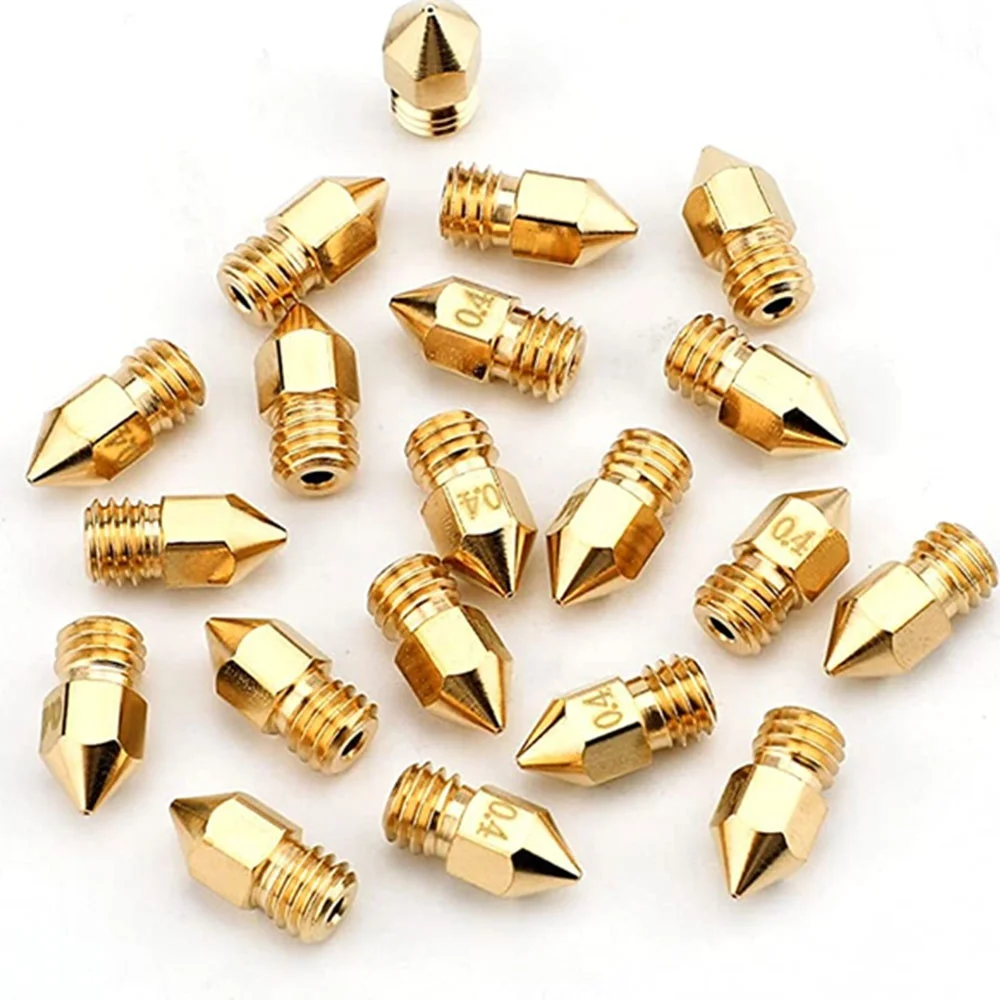 30PCS 0.4 mm 3D Printer Nozzle Brass Nozzle MK8 Extruder Print Head High Temperature Wear Resistant Nozzles