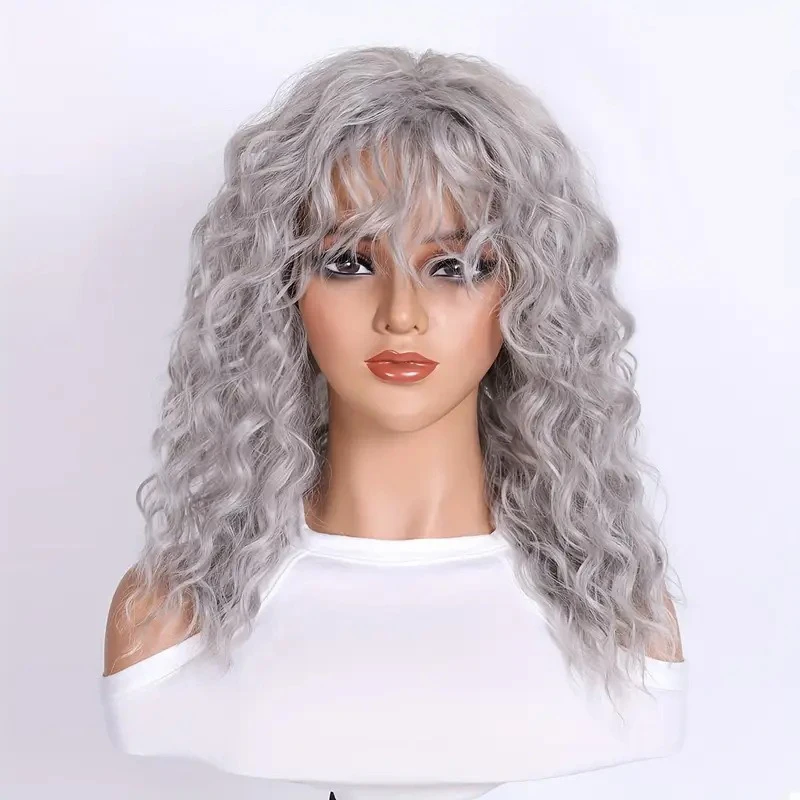 Ball Woman Simulation Wavy Hair Dance Performance Clothing Match Straight Bangs Wig Evening Party Headwear Long Hair Headgear