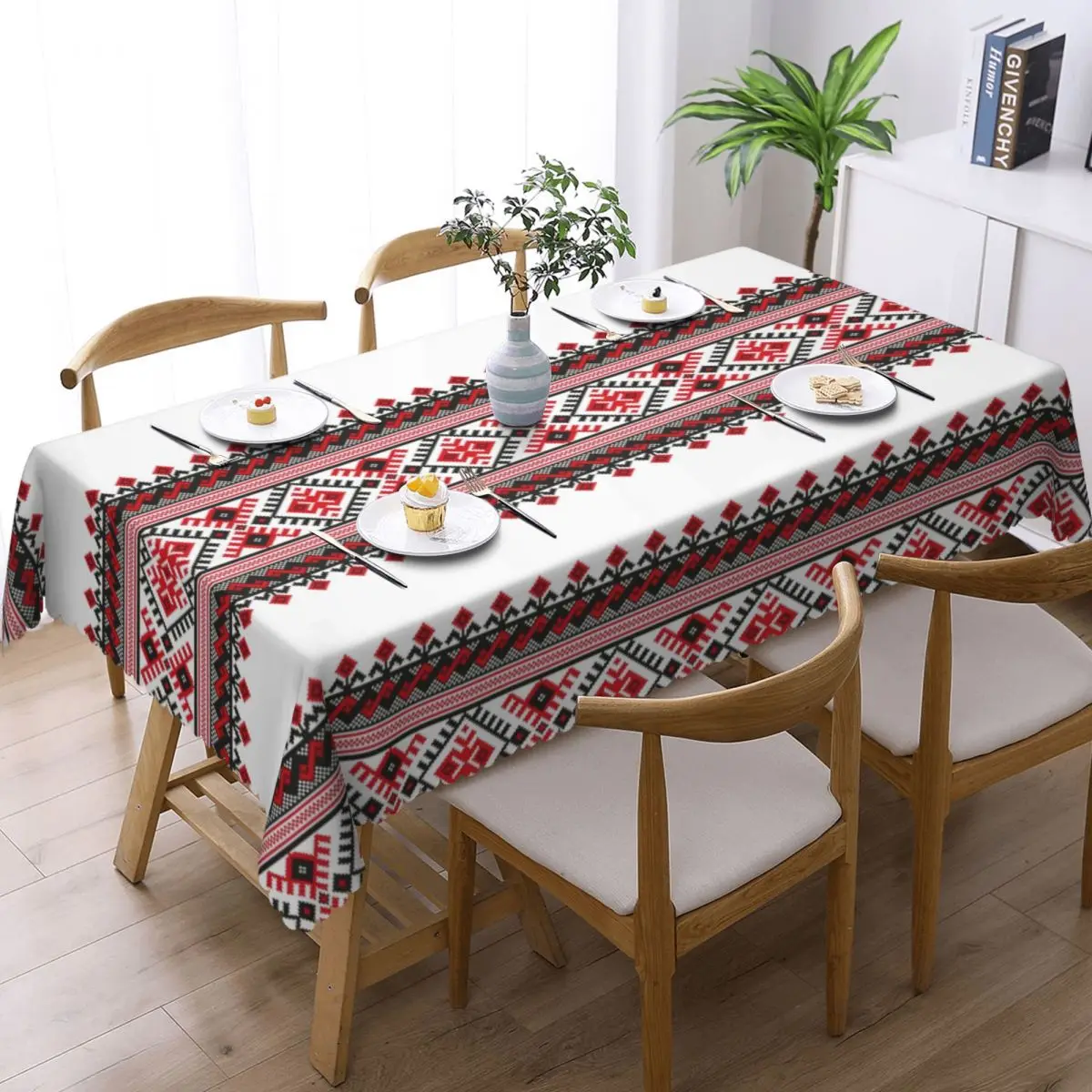 Rectangular Waterproof Oil-Proof Ukraine Vyshyvanka Embroidery Tablecloth Table Cover 45\