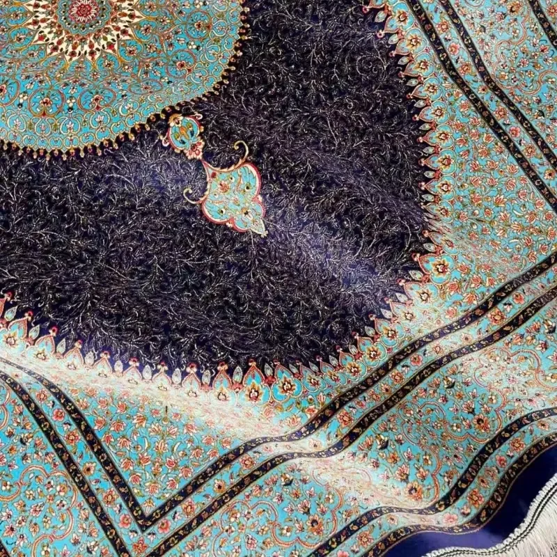 Bulk order, Oriental turquoise large Muslim prayer carpet, modal woven Persian carpet, suitable for living room 100 * 150cm
