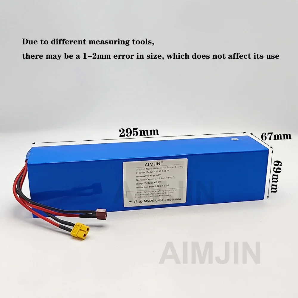 60V rechargeable battery 10500mAh 18650 16S3P lithium battery pack with BMS 700W 1500W high-power