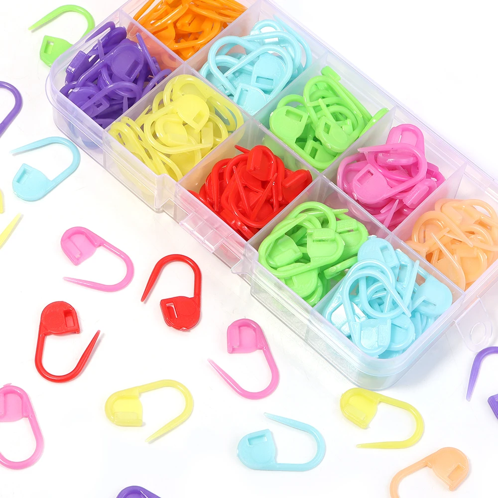 

200Pcs Colorful Plastic Safety Pins Knitting Markers Crochet Stitch Clips for DIY Knitting Sewing Craft Clothing Accessories