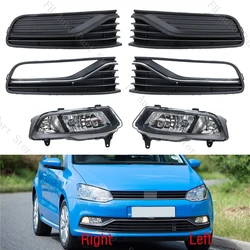 Car Front Bumper DRL Fog Light Lamp Trim Grille Cover Frame Lid Bezel For VW Polo 6C Hatchback 2014 2015 2016 2017
