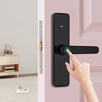 Smart Door Lock with 180° Adjustable Handles, Fingerprint Door Lock Electronic Lock w/ Password/Key/Card/Tuya APP Remote Unlock