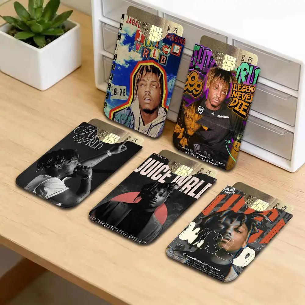 Rapper J-Juice W-WRLD Men's Genuine Leather Mini Card Wallet, Ultra Thin Credit Portable Business Card & Transit Bus Card