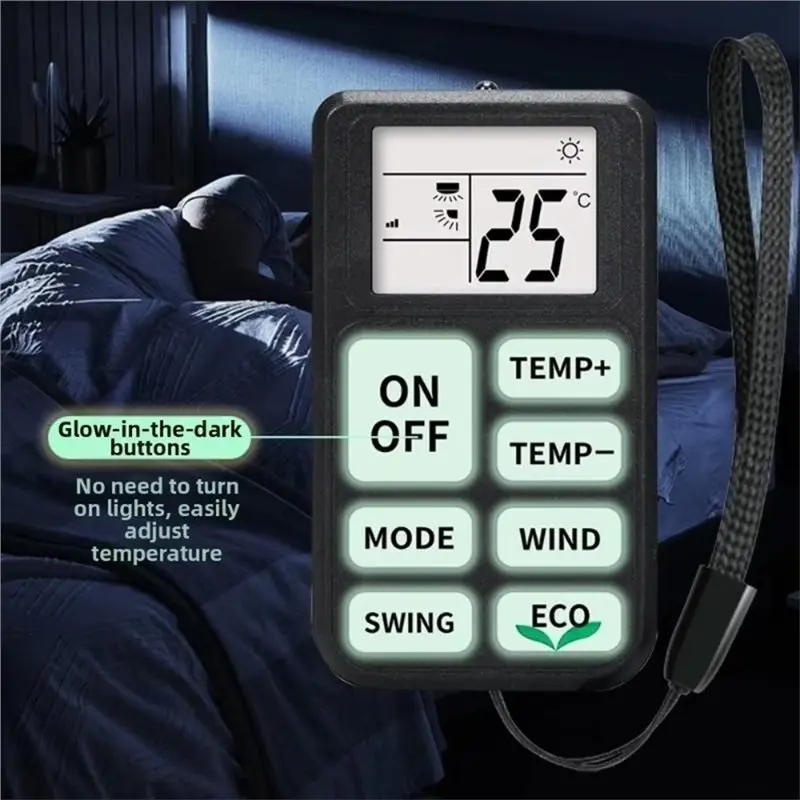 IDUD Universal A/C Remote Control With Fluorescent Buttons Air Conditioner Remote Control Easy-To-Use Remote Control Panel