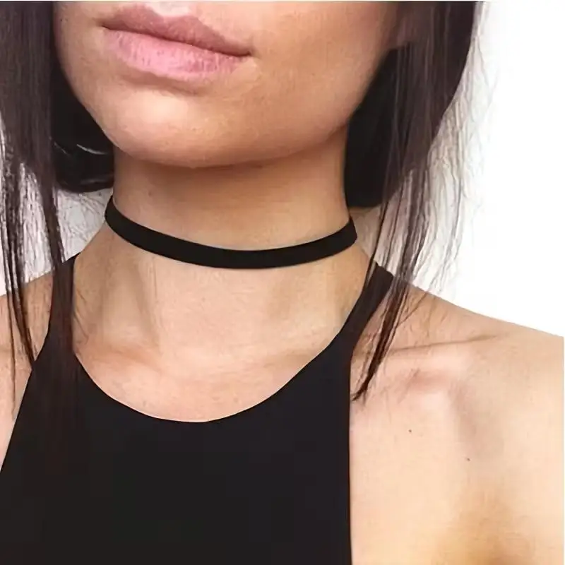 6 قطعة/المجموعة الأسود الدانتيل المختنقون قلادة مجموعة خمر القوطية الشرير مطاطا قلادة المرأة مجوهرات 1 مجموعات للأطفال النساء