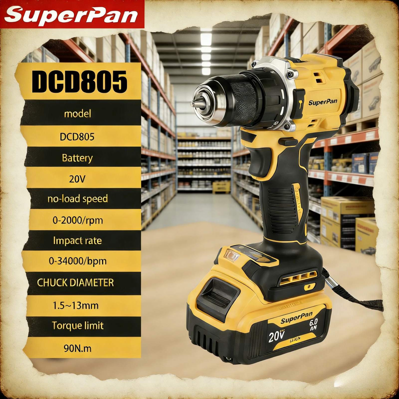 

SuperPan SP805 cordless drill Mini Cordless Screwdriver for Portable Household Maintenance Tool for dewalt 20V battery pin