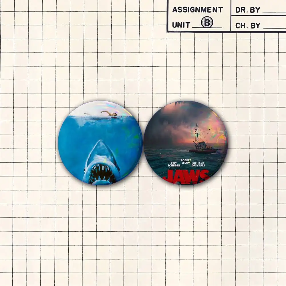 J-JAWS 1975 Steven Movie Spielberg Button Badge 2PC Sets Diameter 75mm/58mm/44mm/32mm/25mm Souvenir