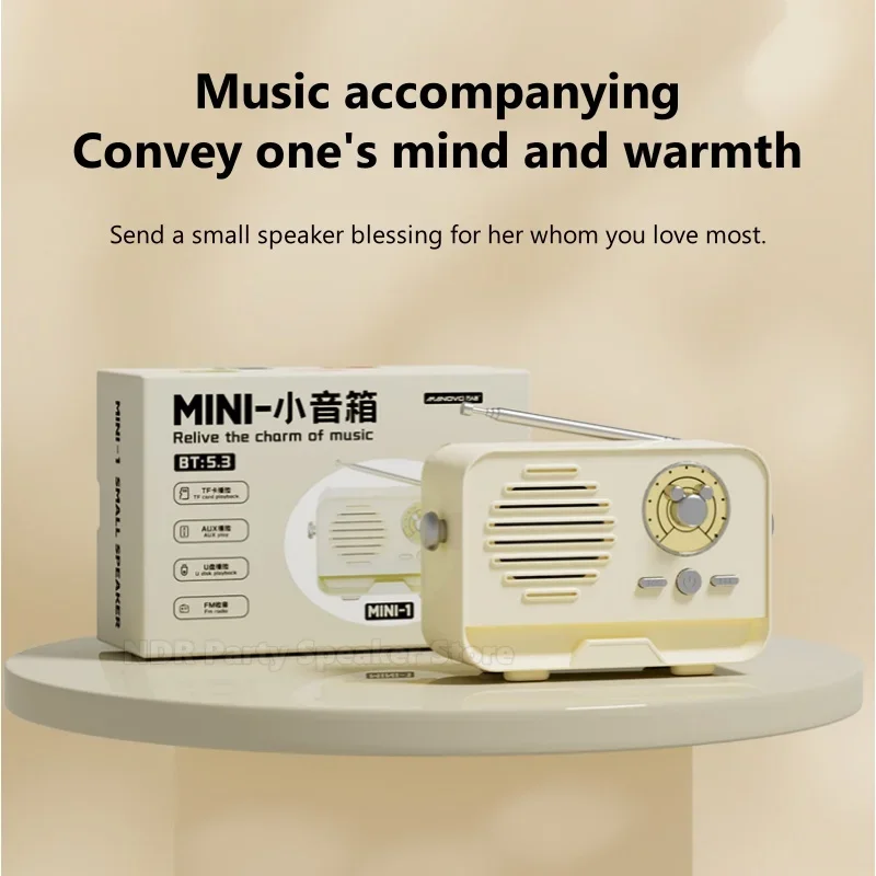 Wireless Bluetooth Heavy Bass Speaker Stereo Sound Mini Woofer Speaker USB TF Card Mini Outdoor Portable Retro Speaker FM Radio