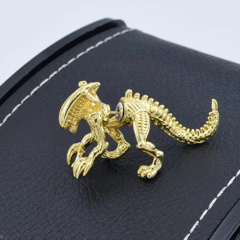 Punk Fashion Trend Women Earrings Three Dimensional Heterosexual Dinosaur Skeleton Puncture Ear Nail Alloy Animal New In Jewelry