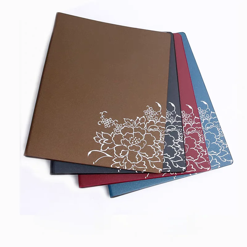 A4 Blank & Menu Logo PU Leather  Display Book With 8 Sheets Clear Pockets,