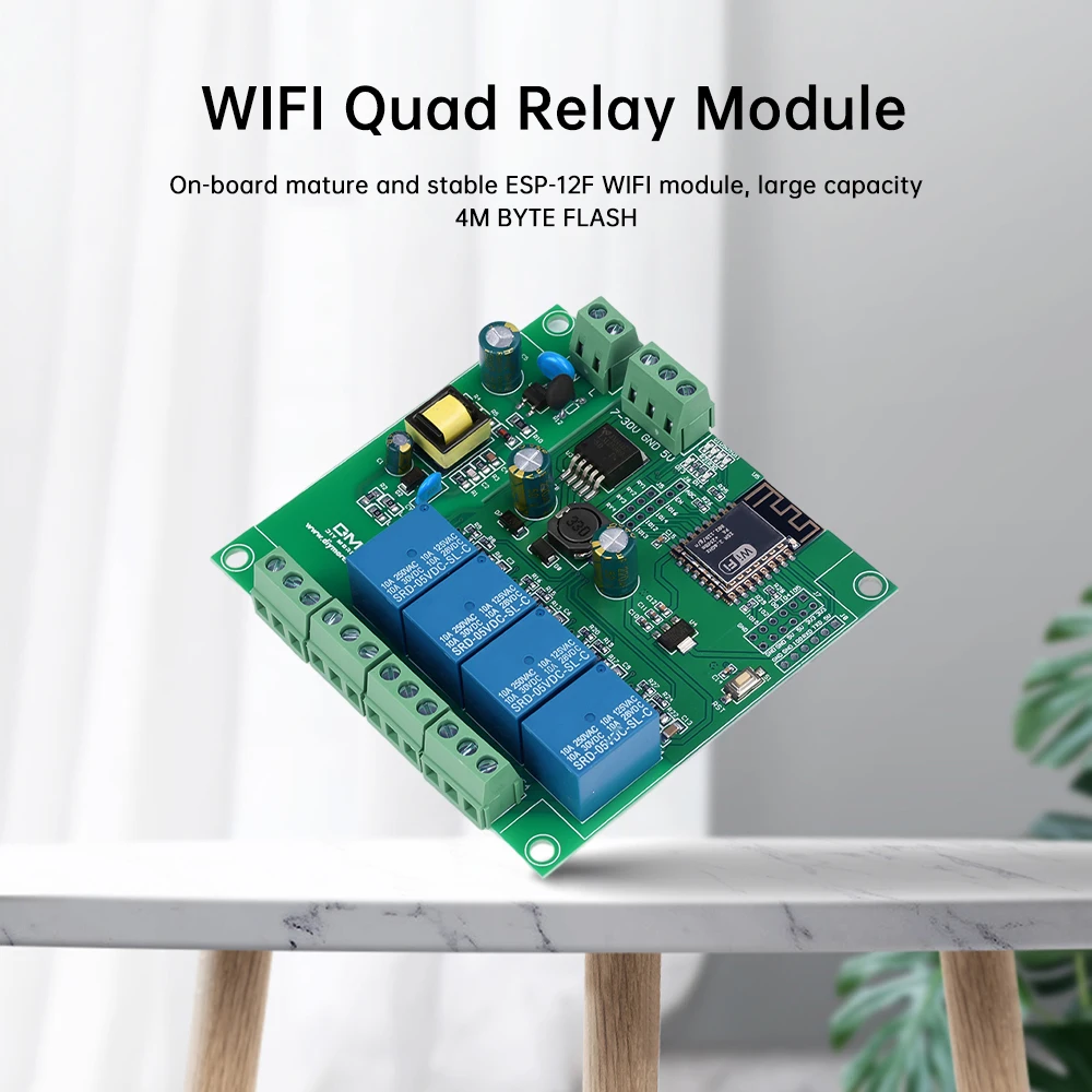 4 Channel ESP8266 Wireless WIFI Relay Module ESP-12F Development Board AC/DC 5V/7-28V/5-80V E-WeLink APP Remote Control