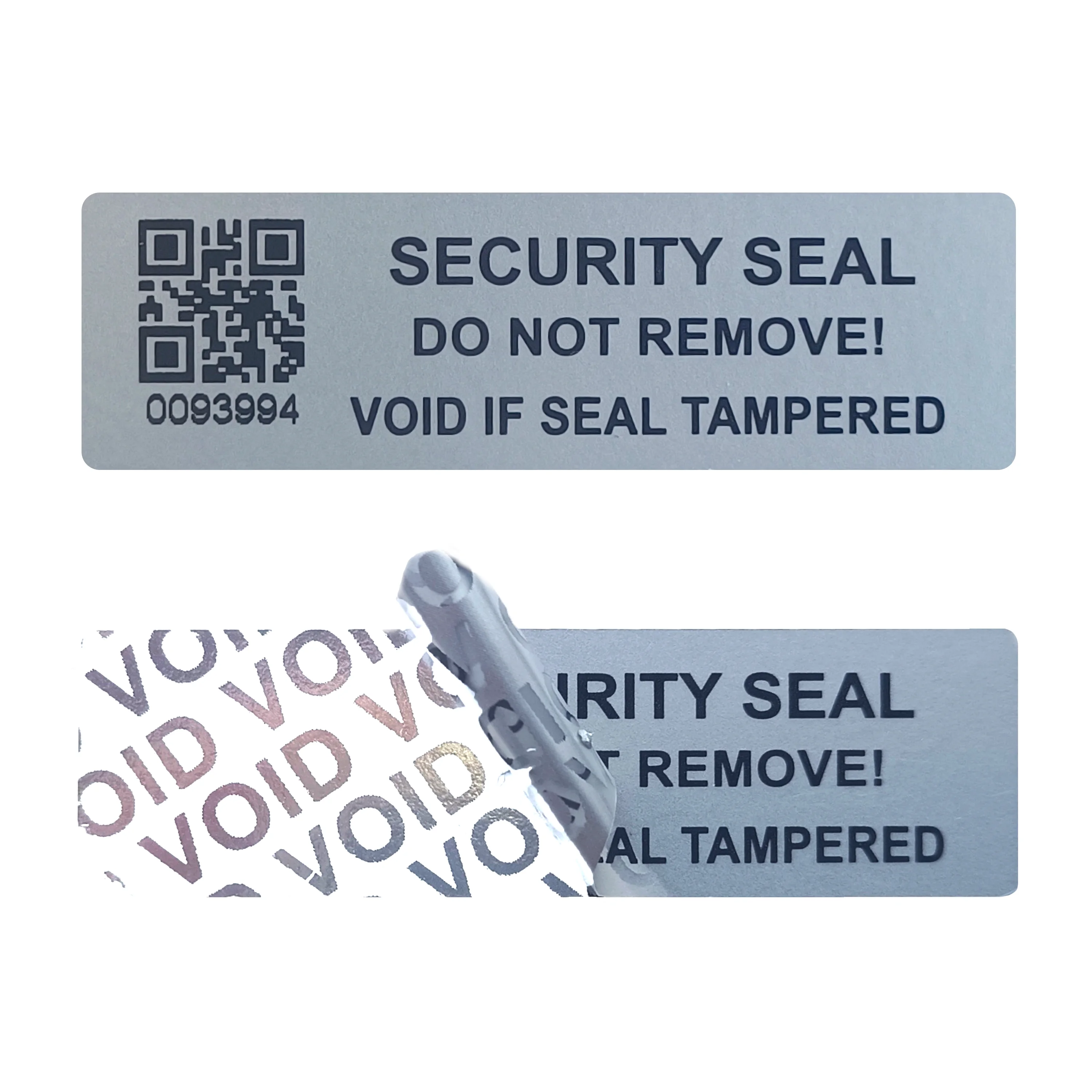 5x1.5cm Mute silve tamper proof sticker with qr code, warranty void ...