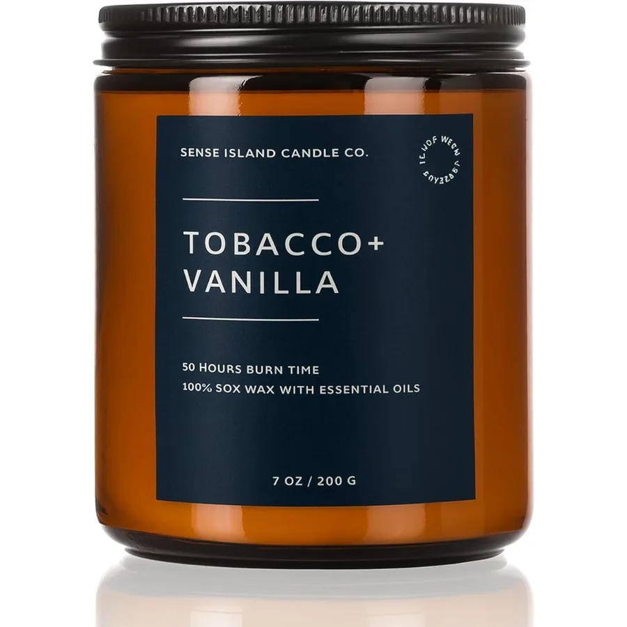 Свечи с ароматом табака и ванили для домашней атмосферы, 50-часовая долговечная свеча из соевого воска 100 с теплым ароматическим ароматом, идеально подходит