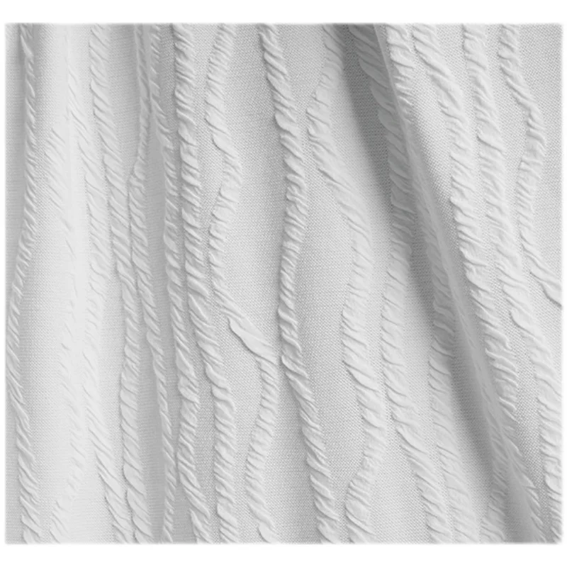 White Striped Irregular Jacquard Fabric Heavy Texture Elastic Pleated Solid Color Knitted Fabric Creative Designer Cloth