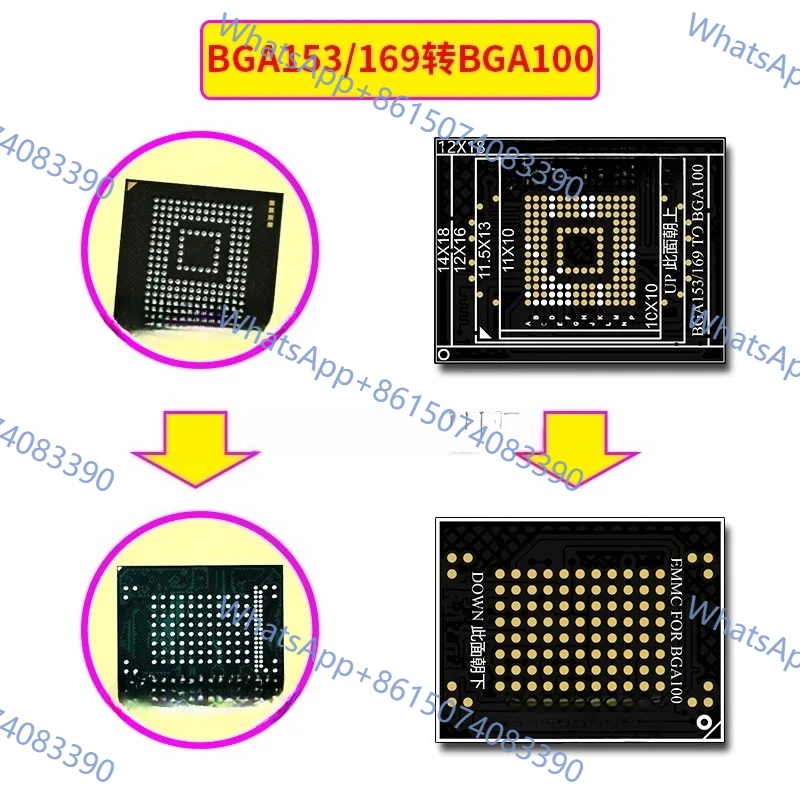 Car Navigation EMMC Chip Adapter BGA153 BGA100 BGA169 Conversion Board