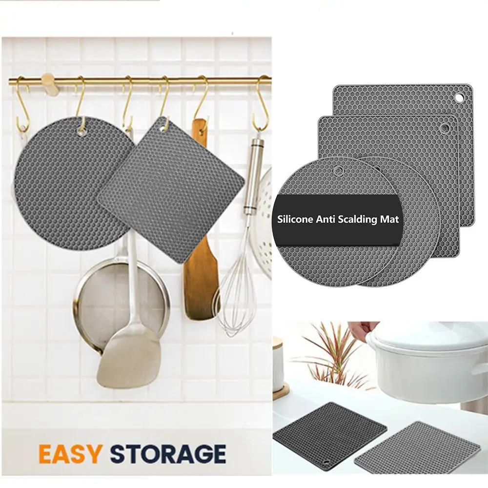 

4Pcs/Set Silicone Anti Scalding Mat Anti Slip Heat-resistant Table Mat Tool Easy To Clean Honeycomb Pot Holder