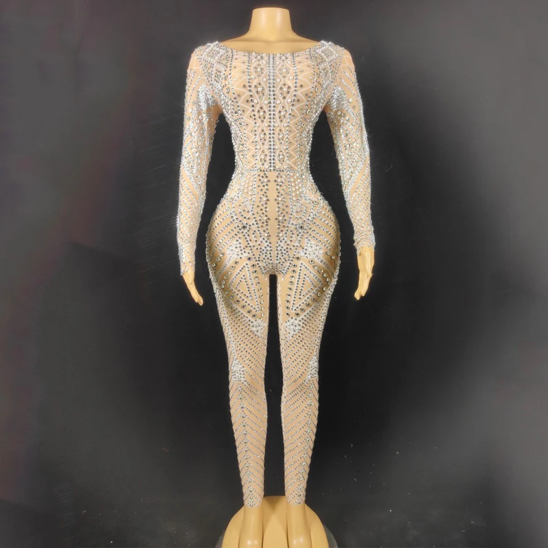 ハロウィンフルラインストーンジャンプスーツ女性ジャズダンサー衣装ドラッグクイーン衣装ナイトクラブバー DJ DS ステージレイブ着用 XS10117